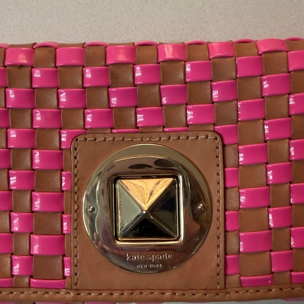 Kate Spade Pink and Tan Woven Clutch - Picture 2 of 6